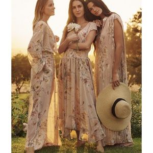 H&M Conscious Floral Chiffon V-Neck Dress Size 4